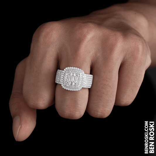 Luxury Cushion Cluster Moissanite Ring Sterling Silver, Gold, or Rose Gold | VVS Moissanite | GRA Certified