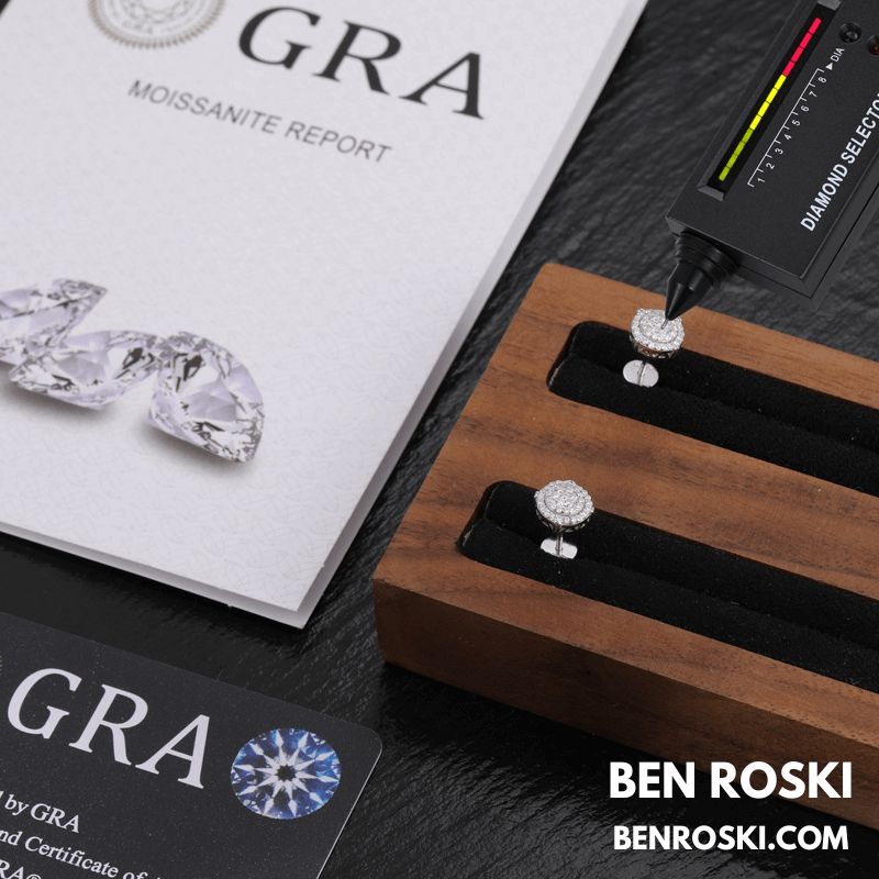 Round Cluster Stud Earrings Sterling Silver, Gold, or Rose Gold | VVS Moissanite | GRA Certified