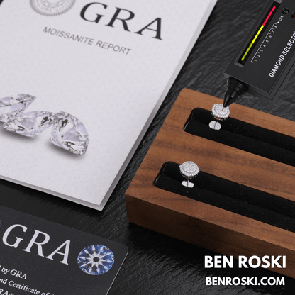 Round Cluster Stud Earrings Sterling Silver, Gold, or Rose Gold | VVS Moissanite | GRA Certified