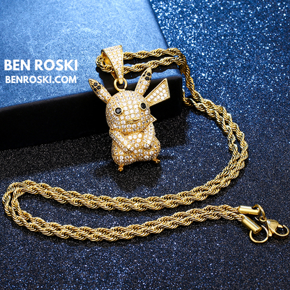 Iced-Out Pikachu Moissanite Pendant – Sterling Silver | Gold, Silver & Rose Gold | GRA Certified