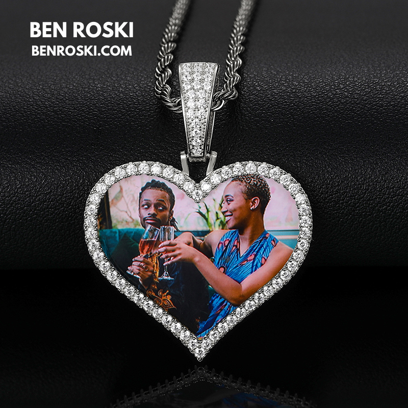 Custom Heart Photo Pendant Sterling Silver, Gold, or Rose Gold | vvs Moissanites | Personalized