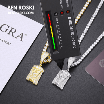 Jesus Face Moissanite Pendant Sterling Silver, Gold, or Rose Gold | VVS Moissanite | GRA Certified