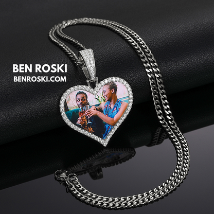Custom Heart Photo Pendant Sterling Silver, Gold, or Rose Gold | vvs Moissanites | Personalized