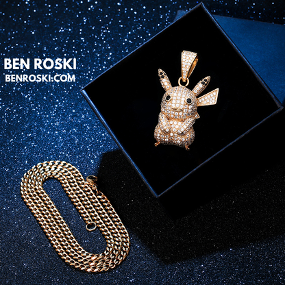 Iced-Out Pikachu Moissanite Pendant – Sterling Silver | Gold, Silver & Rose Gold | GRA Certified