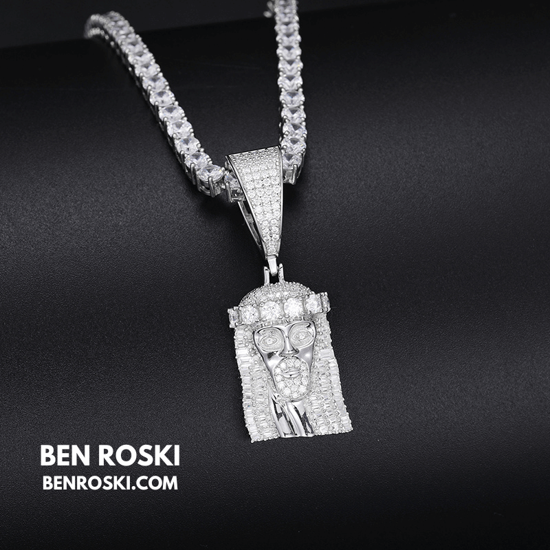 Jesus Face Moissanite Pendant Sterling Silver, Gold, or Rose Gold | VVS Moissanite | GRA Certified