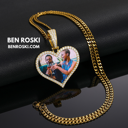 Custom Heart Photo Pendant Sterling Silver, Gold, or Rose Gold | vvs Moissanites | Personalized