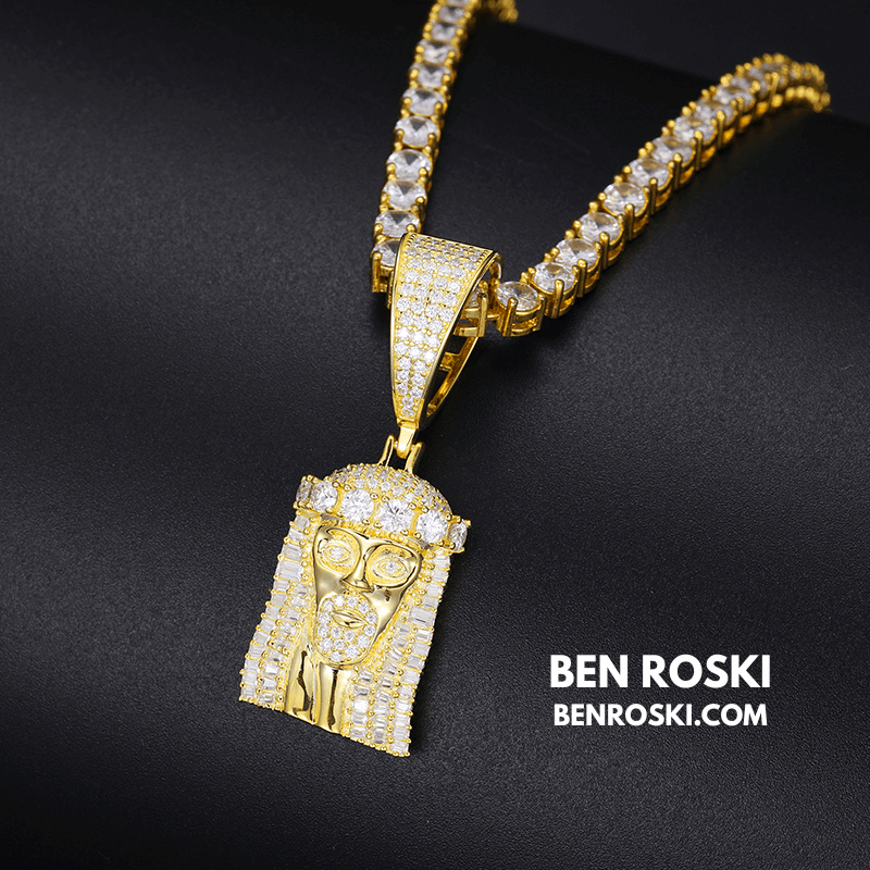 Jesus Face Moissanite Pendant Sterling Silver, Gold, or Rose Gold | VVS Moissanite | GRA Certified