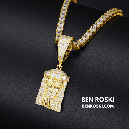 Jesus Face Moissanite Pendant Sterling Silver, Gold, or Rose Gold | VVS Moissanite | GRA Certified