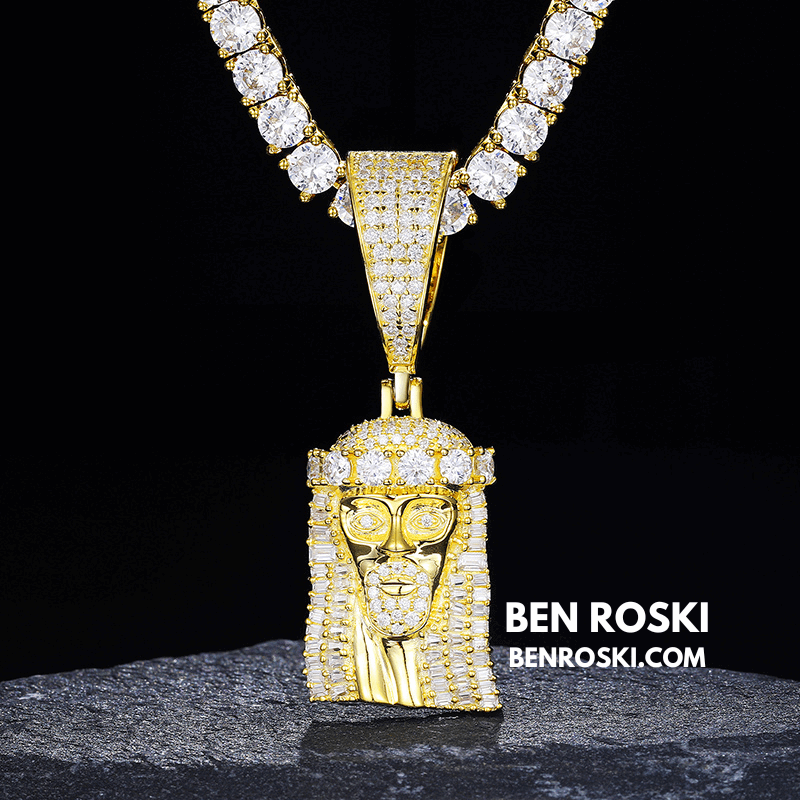 Jesus Face Moissanite Pendant Sterling Silver, Gold, or Rose Gold | VVS Moissanite | GRA Certified