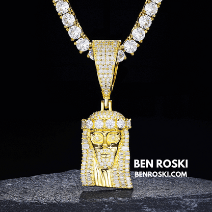 Jesus Face Moissanite Pendant Sterling Silver, Gold, or Rose Gold | VVS Moissanite | GRA Certified