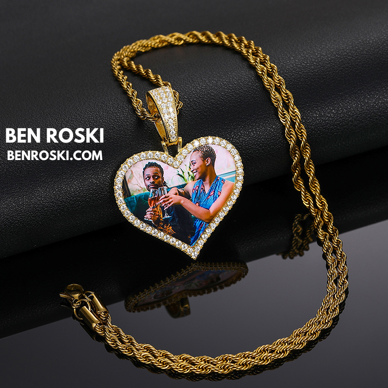 Custom Heart Photo Pendant Sterling Silver, Gold, or Rose Gold | vvs Moissanites | Personalized