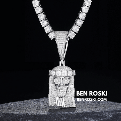 Jesus Face Moissanite Pendant Sterling Silver, Gold, or Rose Gold | VVS Moissanite | GRA Certified