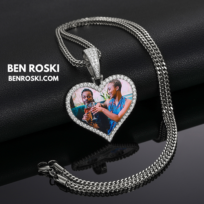 Custom Heart Photo Pendant Sterling Silver, Gold, or Rose Gold | vvs Moissanites | Personalized
