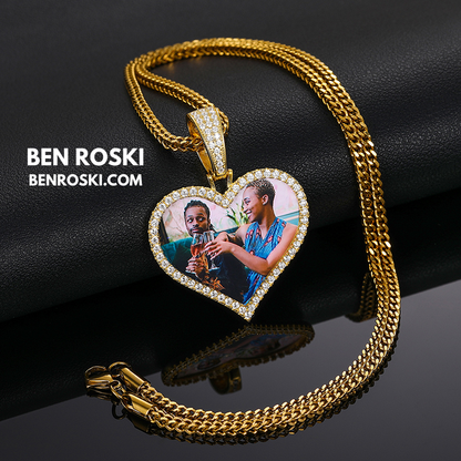 Custom Heart Photo Pendant Sterling Silver, Gold, or Rose Gold | vvs Moissanites | Personalized