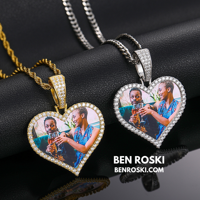 Custom Heart Photo Pendant Sterling Silver, Gold, or Rose Gold | vvs Moissanites | Personalized