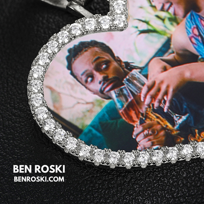 Custom Heart Photo Pendant Sterling Silver, Gold, or Rose Gold | vvs Moissanites | Personalized