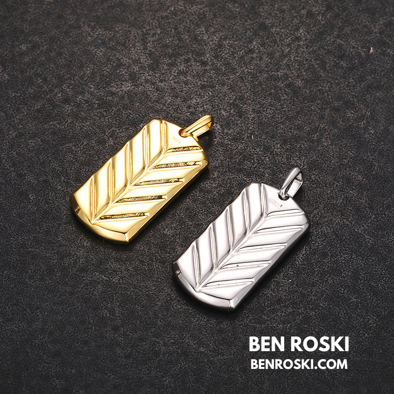 M4 Rifle Dog Tag Pendant Sterling Silver or Gold & Rose Gold Plated | VVS Moissanite | GRA Certified