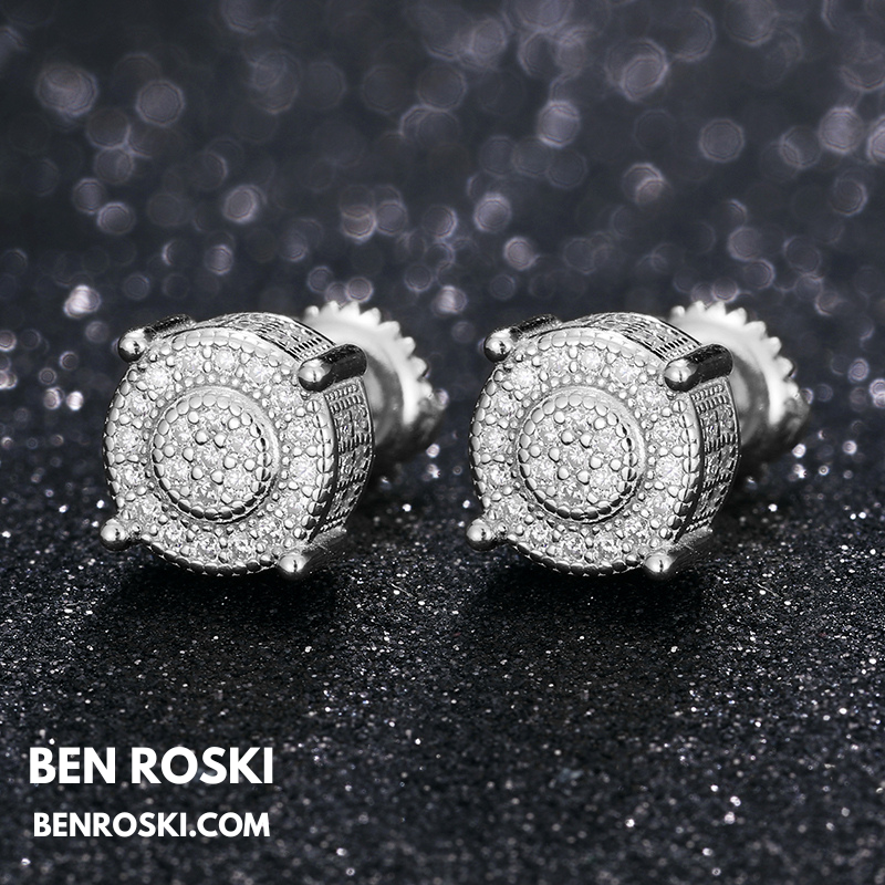 Round Cluster Stud Earrings Sterling Silver, Gold, or Rose Gold | VVS Moissanite | GRA Certified