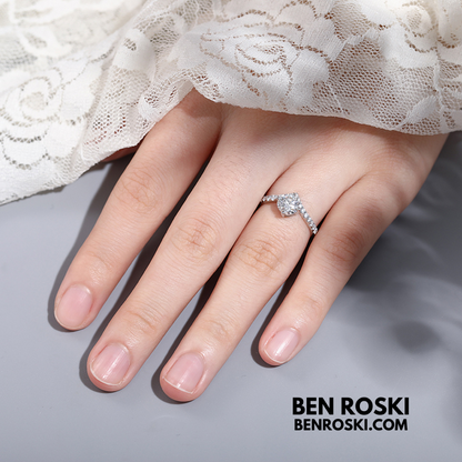 Moissanite Solitaire Halo Ring Sterling  Silver, Gold, or Rose Gold | VVS Moissanite | GRA Certified