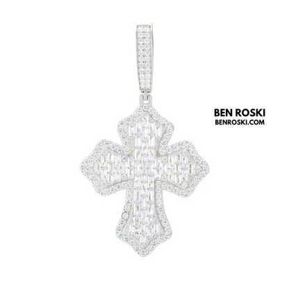 Moissanite Cross Pendant Sterling Silver or Gold & Rose Gold Plated | VVS Moissanite | GRA Certified