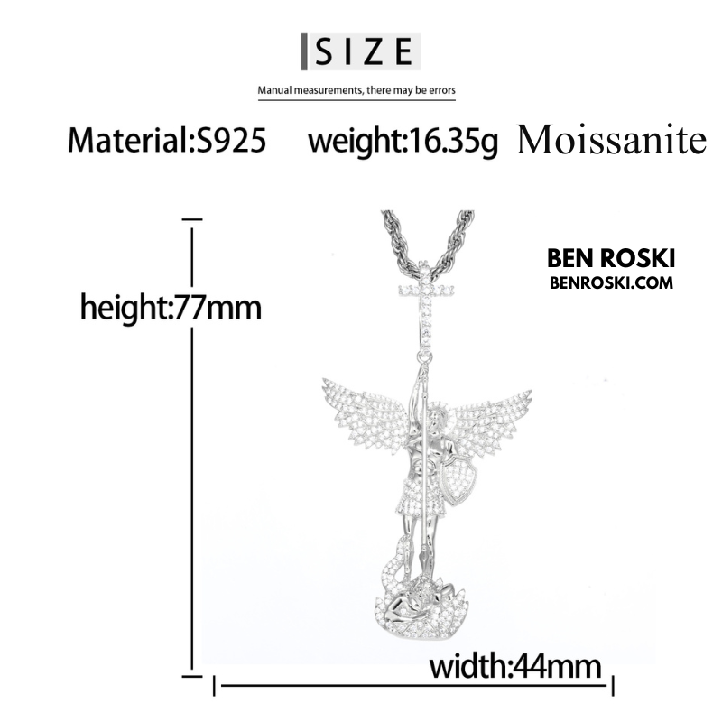 Archangel Michael Pendant – 77MM Height |  VVS1 Moissanite | GRA Certified