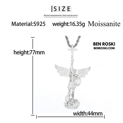 Archangel Michael Pendant – 77MM Height |  VVS1 Moissanite | GRA Certified