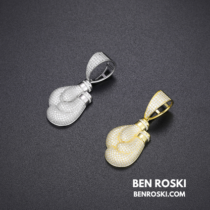 Boxing Gloves Pendant Sterling Silver, Gold & Rose Gold | VVS Moissanite | GRA Certified