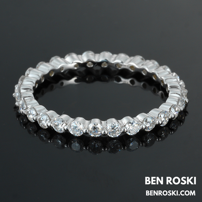 Thin Moissanite Eternity Band Sterling Silver or Gold / Rose Gold Plated | VVS Moissanite | GRA Certified