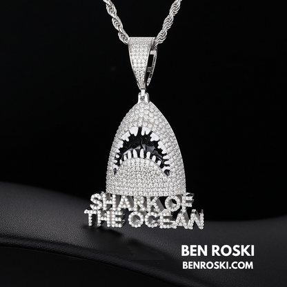 Shark of the Ocean Pendant Sterling Silver, Gold & Rose Gold Plated | VVS Moissanite | GRA Certified