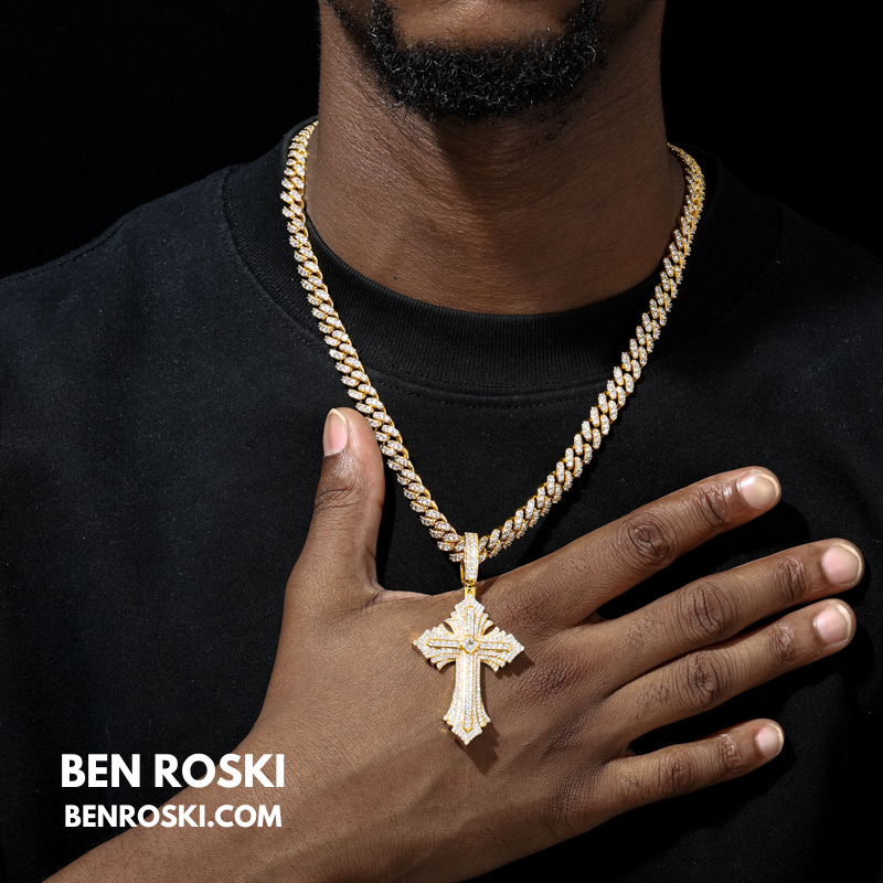 Moissanite Cross Pendant Sterling Silver, Gold, or Rose Gold | VVS Moissanite | GRA Certified