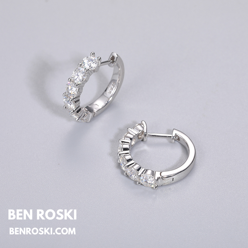 Hoop Earrings Sterling Silver, Gold, or Rose Gold | VVS Moissanite | GRA Certified