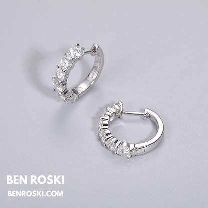Hoop Earrings Sterling Silver, Gold, or Rose Gold | VVS Moissanite | GRA Certified
