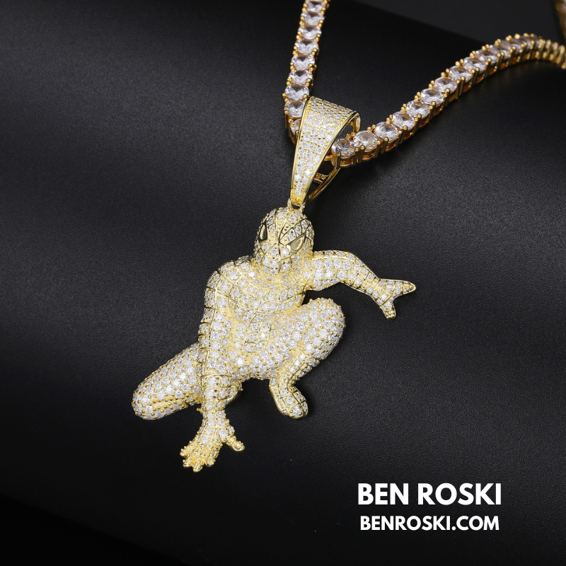 Spider Hero Moissanite Pendant Sterling Silver | Gold, Silver & Rose Gold | GRA Certified