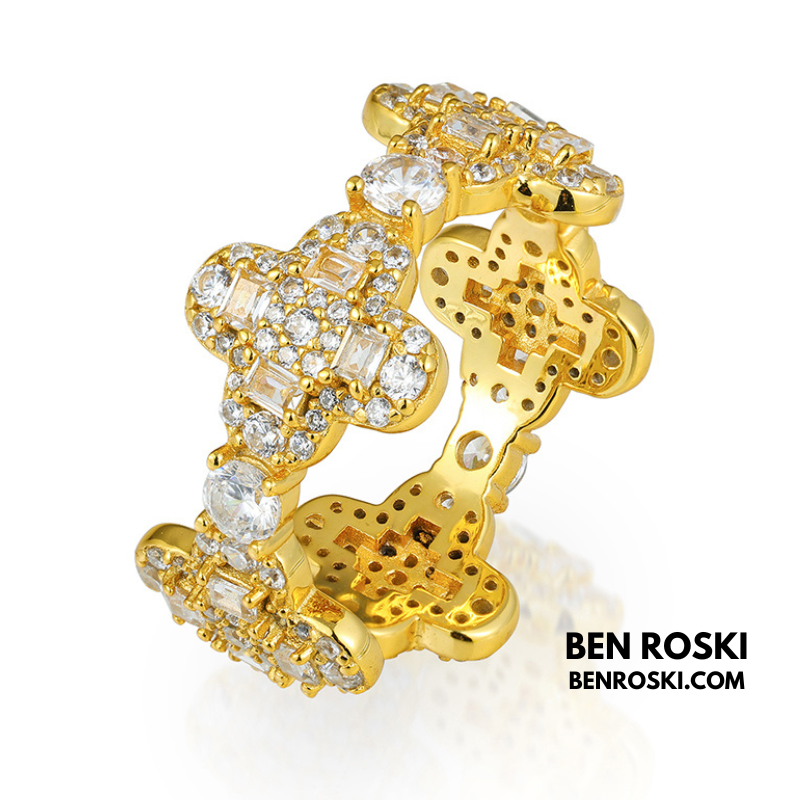 Luxury Moissanite Cross-Link Band Sterling Silver or Gold / Rose Gold Plated | VVS Moissanite | GRA Certified