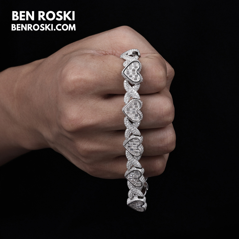 Heart Link Moissanite Necklace Sterling Silver, Gold & Rose Gold | GRA Certified