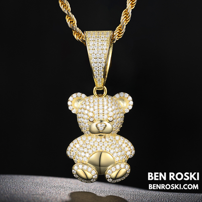 Moissanite Teddy Bear Pendant Sterling Silver, Gold, or Rose Gold | VVS Moissanite | GRA Certified