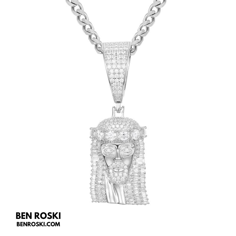 Jesus Face Moissanite Pendant Sterling Silver, Gold, or Rose Gold | VVS Moissanite | GRA Certified