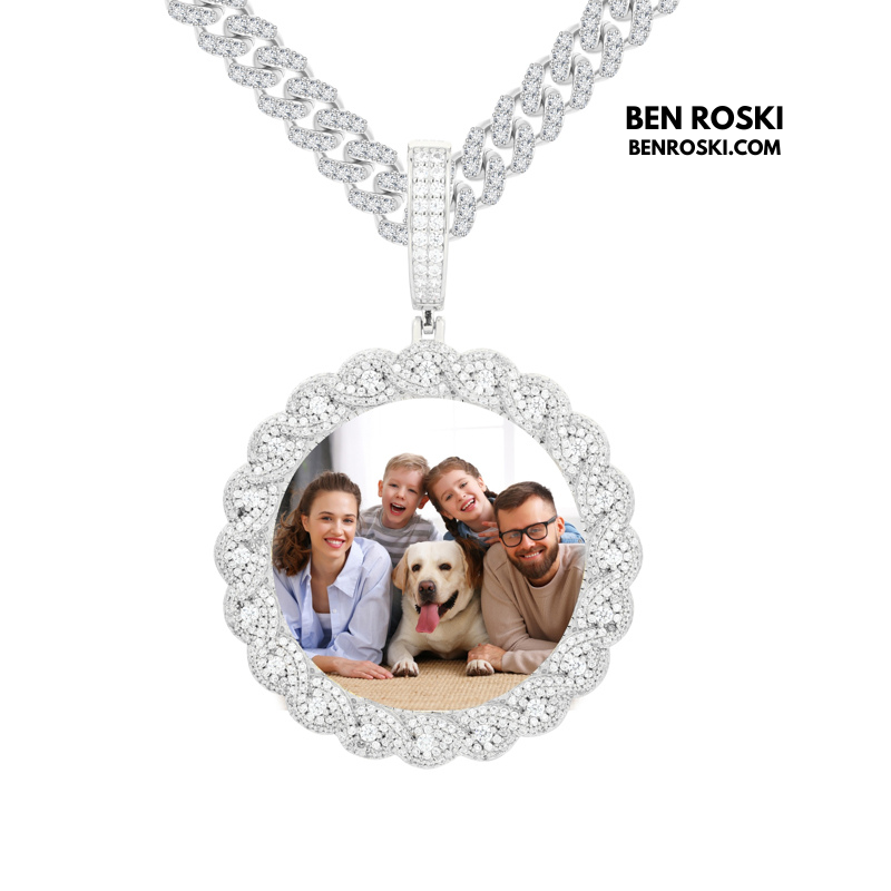 Custom Moissanite Photo Pendant Sterling Silver or Gold/Rose Gold Plated | VVS Moissanite | GRA Certified