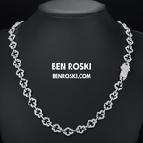 Iced-Out Clover Link Necklace Sterling Silver, Gold & Rose Gold | VVS Moissanite | GRA Certified