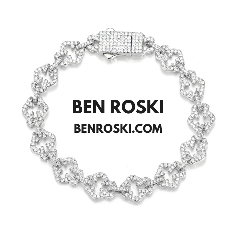 Moissanite Clover Link Bracelet Sterling Silver, Gold & Rose Gold | VVS Moissanite | GRA Certified