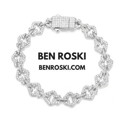 Moissanite Clover Link Bracelet Sterling Silver, Gold & Rose Gold | VVS Moissanite | GRA Certified