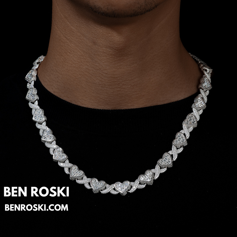 Heart Baguette Moissanite Necklace Sterling Silver, Gold & Rose Gold | GRA Certified