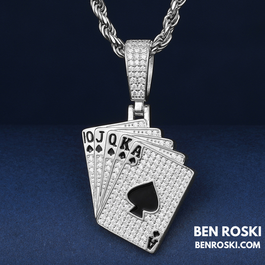Playing Card Pendant Sterling Silver or Gold/Rose Gold Plated | VVS Moissanite | GRA Certified