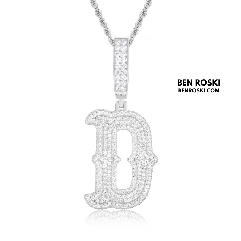 Iced-Out Moissanite Initial Pendant Sterling Silver | Gold, Silver & Rose Gold | VVS Moissanite | GRA Certified