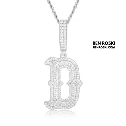 Iced-Out Moissanite Initial Pendant Sterling Silver | Gold, Silver & Rose Gold | VVS Moissanite | GRA Certified