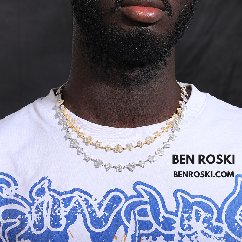 Heart, Star & Diamond Link Moissanite Necklace Sterling Silver, Gold & Rose Gold Options | GRA Certified