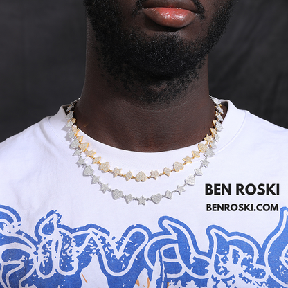 Heart, Star & Diamond Link Moissanite Necklace Sterling Silver, Gold & Rose Gold Options | GRA Certified