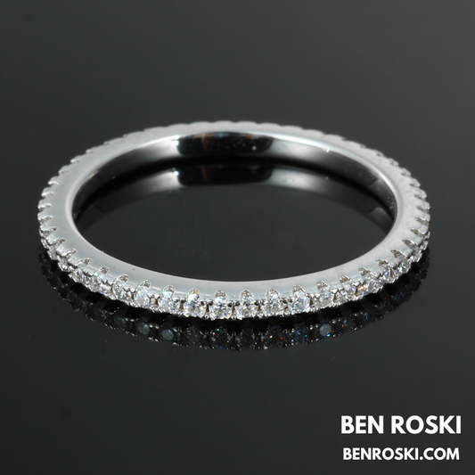 Moissanite Eternity Band Sterling Silver, Gold or Rose Gold | VVS Moissanite | GRA Certified