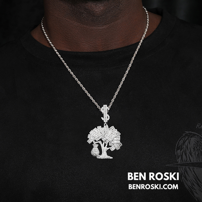 Money Tree Pendant Sterling Silver or Gold/Rose Gold Plated | VVS Moissanite | GRA Certified