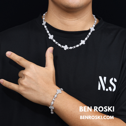 Cross Link Moissanite Necklace Sterling Silver, Gold & Rose Gold | GRA Certified